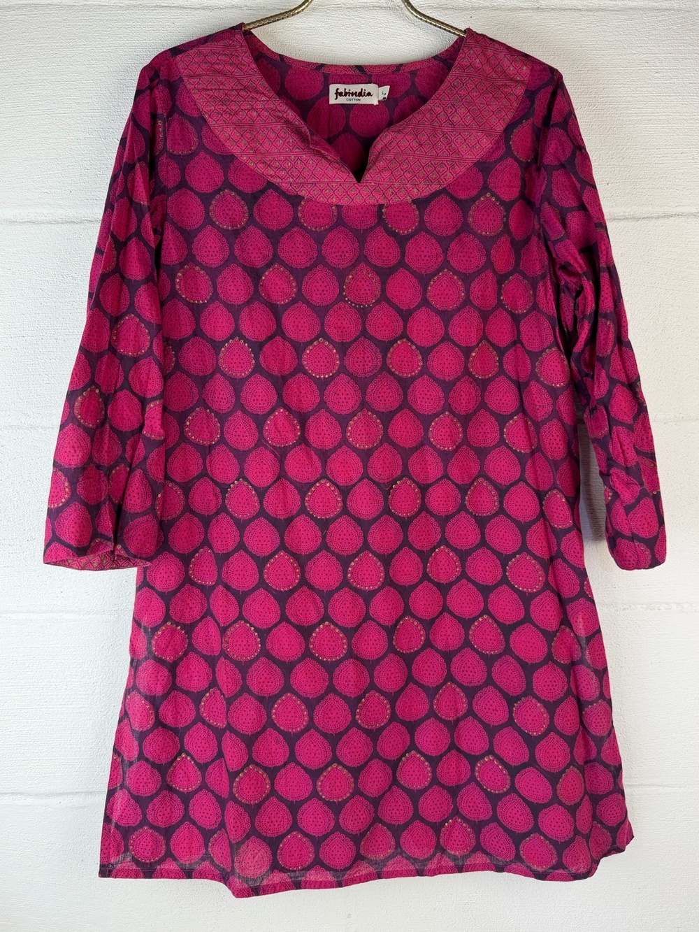 Fabindia pink print tunic, large